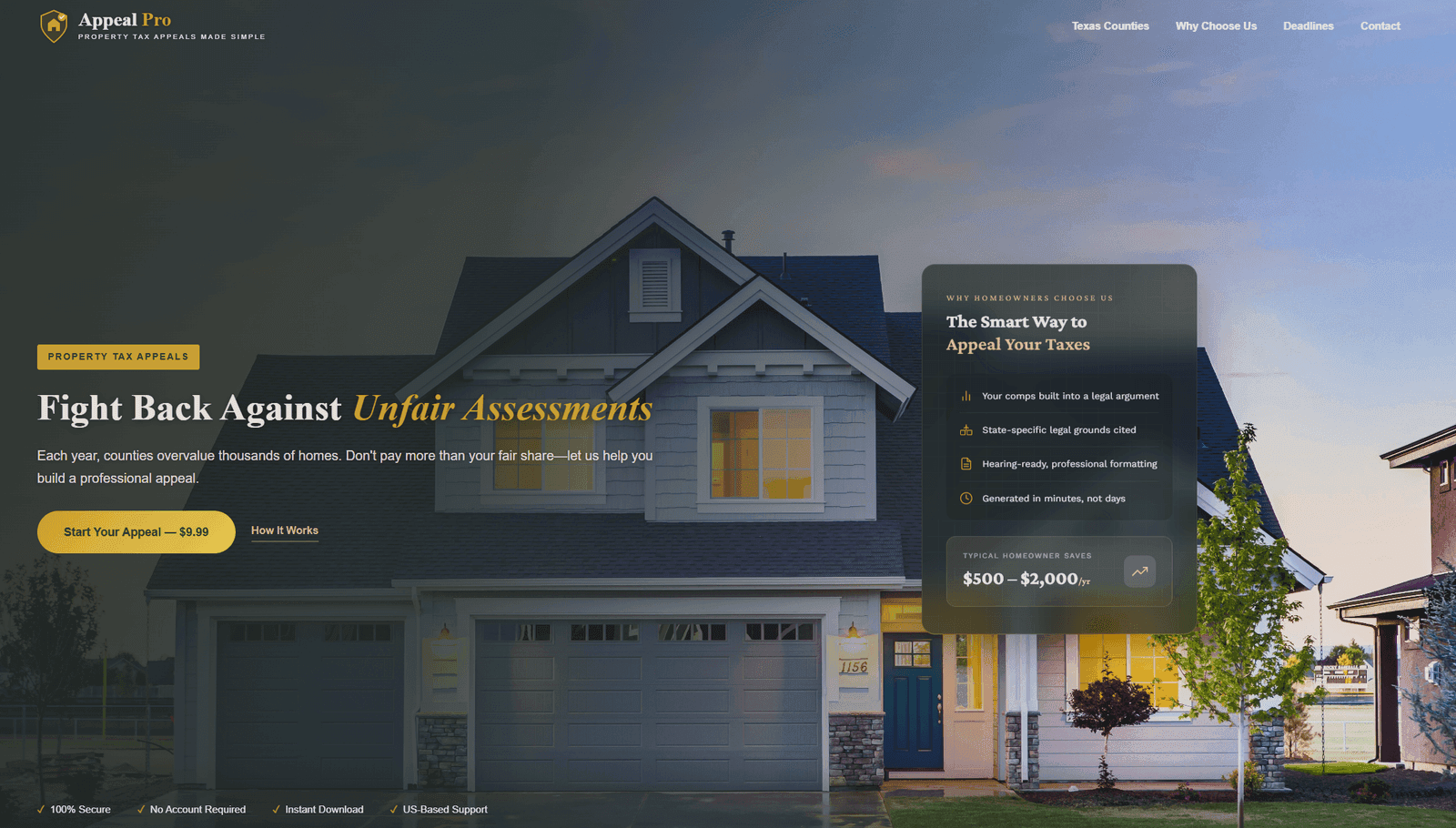 Appeal Pro AI property tax appeal generator on desktop