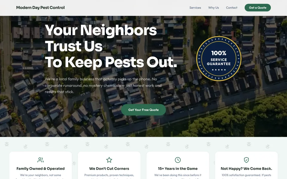 Modern Day Pest Control San Antonio — website designed by Rank Point Media